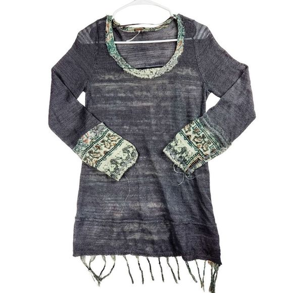 Free People Tops - Free People Boho Fringe Long Sleeve Tunic Top Small